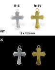 925 Sterling Silver & 24K Gold Vermeil Small and Plain Cross in Pendant, crucifix pendant, Jewelry Supply, R15P-RV15P
