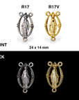 925 Sterling Silver & 24K Gold Vermeil Rosary Center, Miraculous Virgin Rosary Center - Open Work, Jewelry Supply, R17b-RV17b