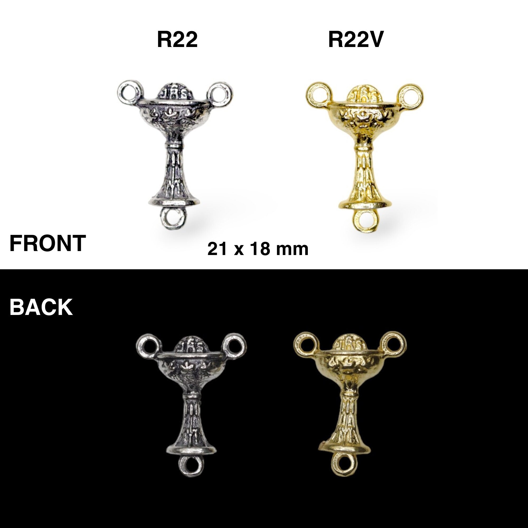 925 Sterling Silver & 24K Gold Vermeil Chalice, First Communion Center, Jewelry Supply, R22-RV22