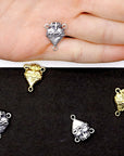 925 Sterling Silver & 24K Gold Vermeil double sided sacred heart and crown of thorns Rosary Center, Jewelry Supply, R26-RV26
