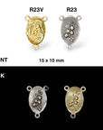 925 Sterling Silver & 24K Gold Vermeil Small St Therese Rosary Center, Jewelry Supply, R23-RV23