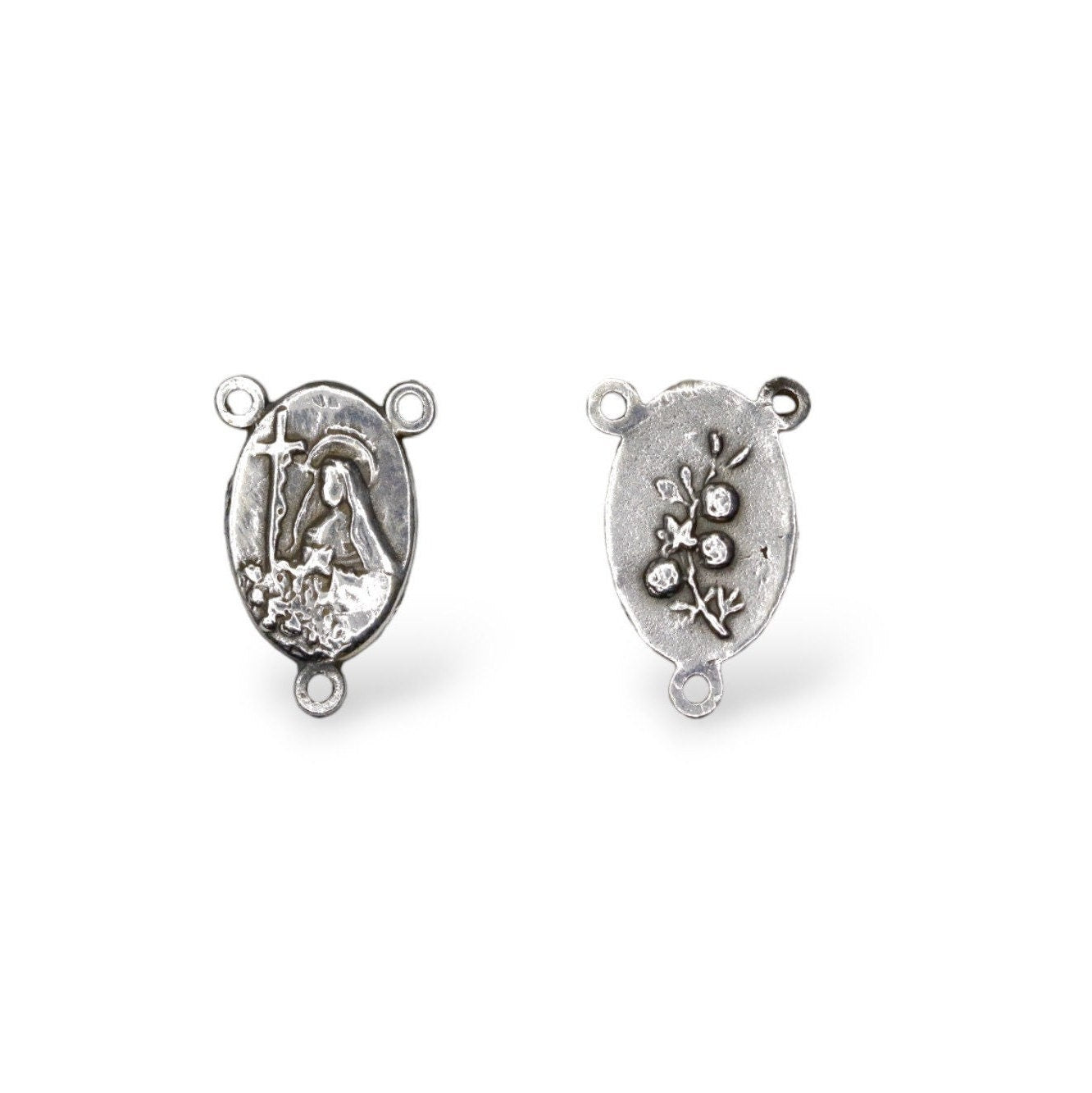 925 Sterling Silver & 24K Gold Vermeil Small St Therese Rosary Center, Jewelry Supply, R23-RV23