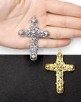 Large 925 Sterling Silver & 24K Gold Vermeil Filigree Angel Head Cross, Pectoral Pendant – Art Nouveau – Rare, Jewelry Supply, R14-RV14