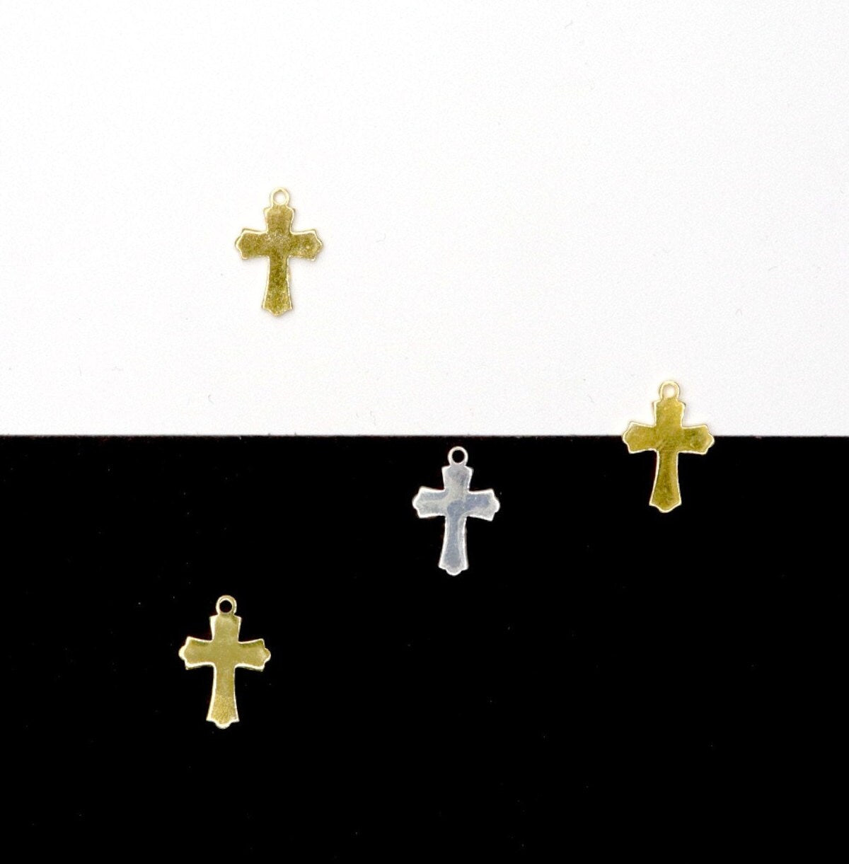 925 Sterling Silver & 24K Gold VermeilSmall and Plain Cross, Crucifix Pendant, Jewelry Supply, R15-RV15
