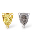 925 Sterling Silver & 24K Gold Vermeil Small St Rita Rosary Center, Jewelry Supply, R24-RV24
