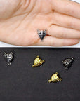 925 Sterling Silver & 24K Gold Vermeil Rosary Center, Double Sided Puff Heart Heavy Rosary Center, Jewelry Supply R25-RV25