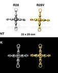925 Sterling Silver & 24K Gold Vermeil Cross Pendant, German Credo Pendant Cross, Jewelry Supply, R28P-RV28P