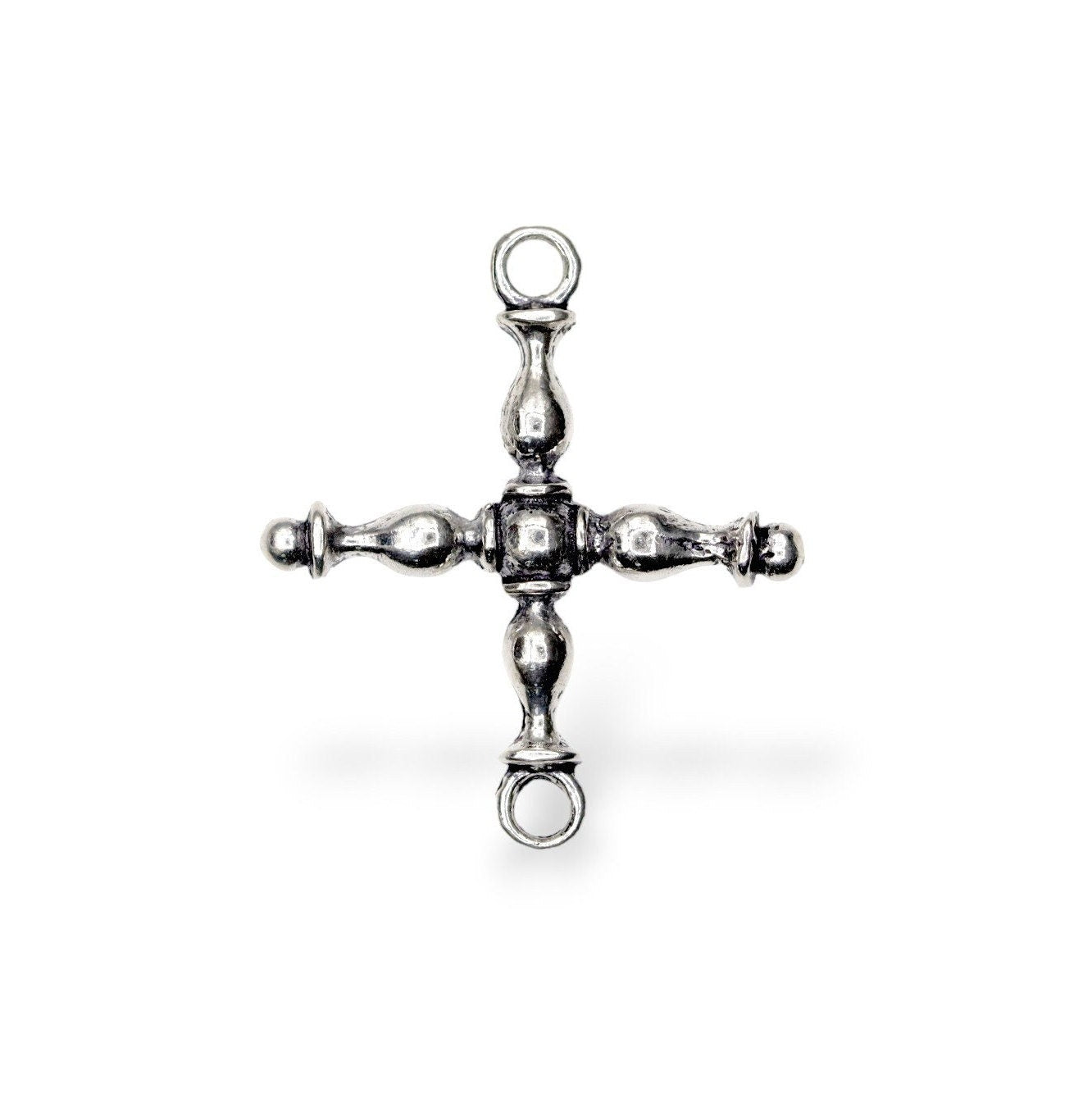 925 Sterling Silver & 24K Gold Vermeil Cross Pendant, German Credo Cross, Jewelry Supply, R28b-RV28b