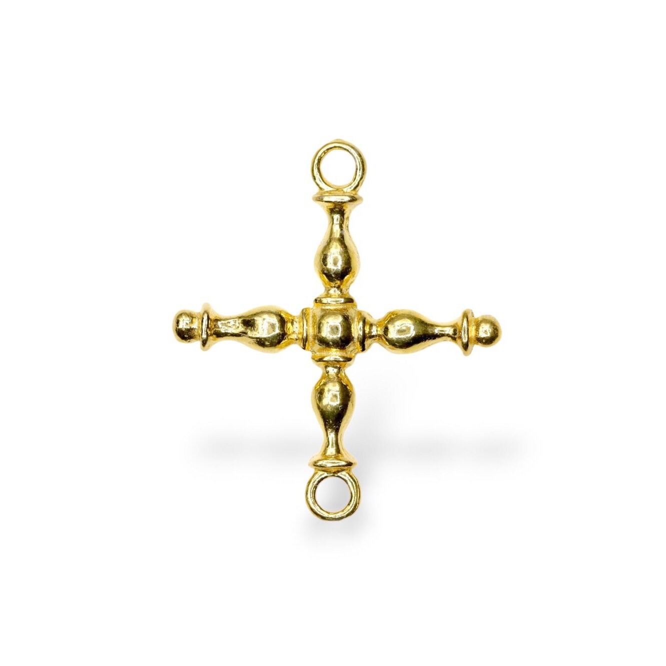 925 Sterling Silver & 24K Gold Vermeil Cross Pendant, German Credo Cross, Jewelry Supply, R28b-RV28b