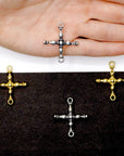 925 Sterling Silver & 24K Gold Vermeil Cross Pendant, German Credo Pendant Cross, Jewelry Supply, R28P-RV28P