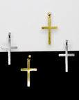 925 Sterling Silver & 24K Gold Vermeil Cross Pendant, Small Plain and Straight Pendant Cross, Jewelry Supply, R30P-RV30P