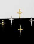 925 Sterling Silver & 24K Gold Vermeil Cross Pendant, Straight Small Rosary Crucifix, Jewelry Supply, R38b-RV38b