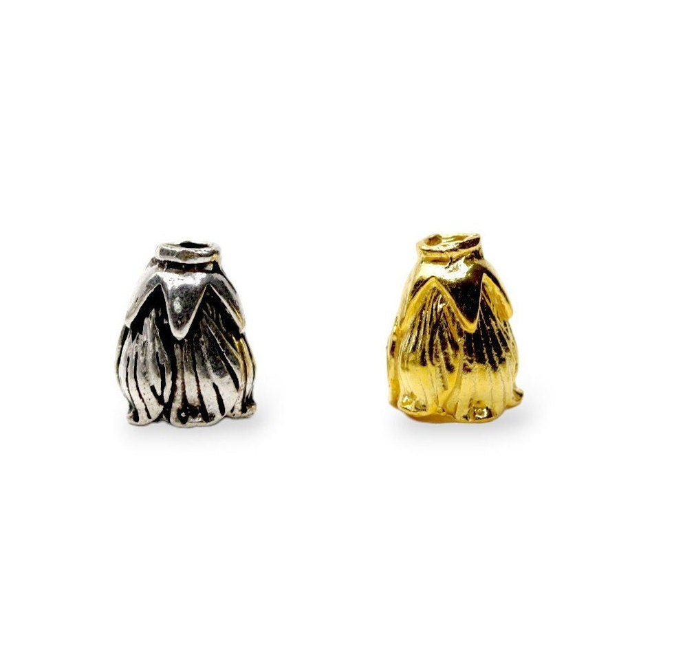 925 Sterling Silver & 24K Gold Vermeil Funnel Beads, Bead Caps, End beads, Jewelry Making, M/VM149