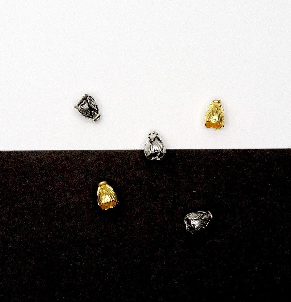 925 Sterling Silver & 24K Gold Vermeil Funnel Beads, Bead Caps, End beads, Jewelry Making, M/VM149