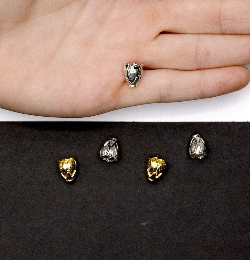 925 Sterling Silver & 24K Gold Vermeil Funnel Beads, Bead Caps, End beads, Jewelry Making, M/VM149
