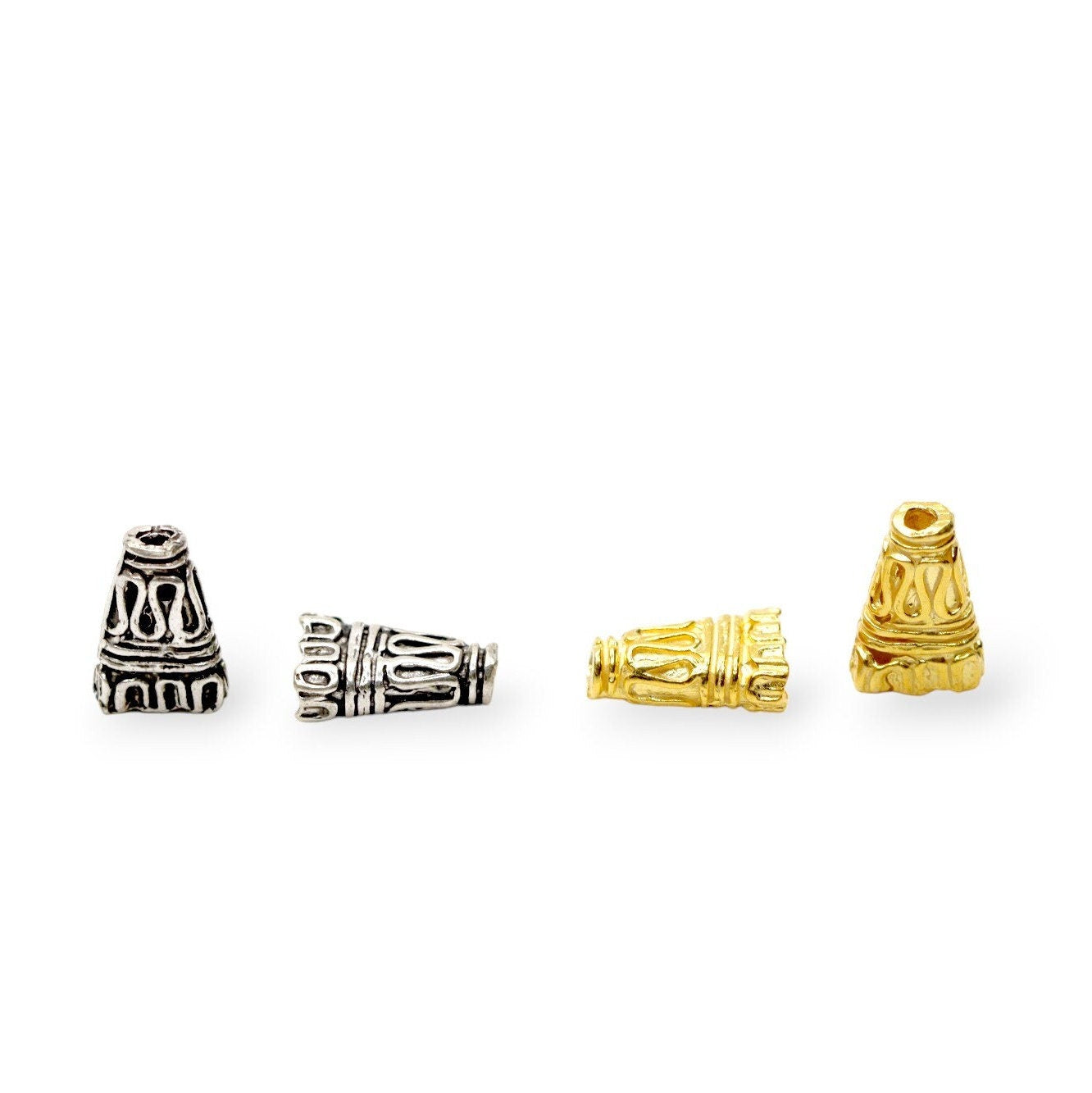 925 Sterling Silver & 24K Gold Vermeil Funnel Beads, Bead Caps, End beads, Jewelry Making, M/VM150