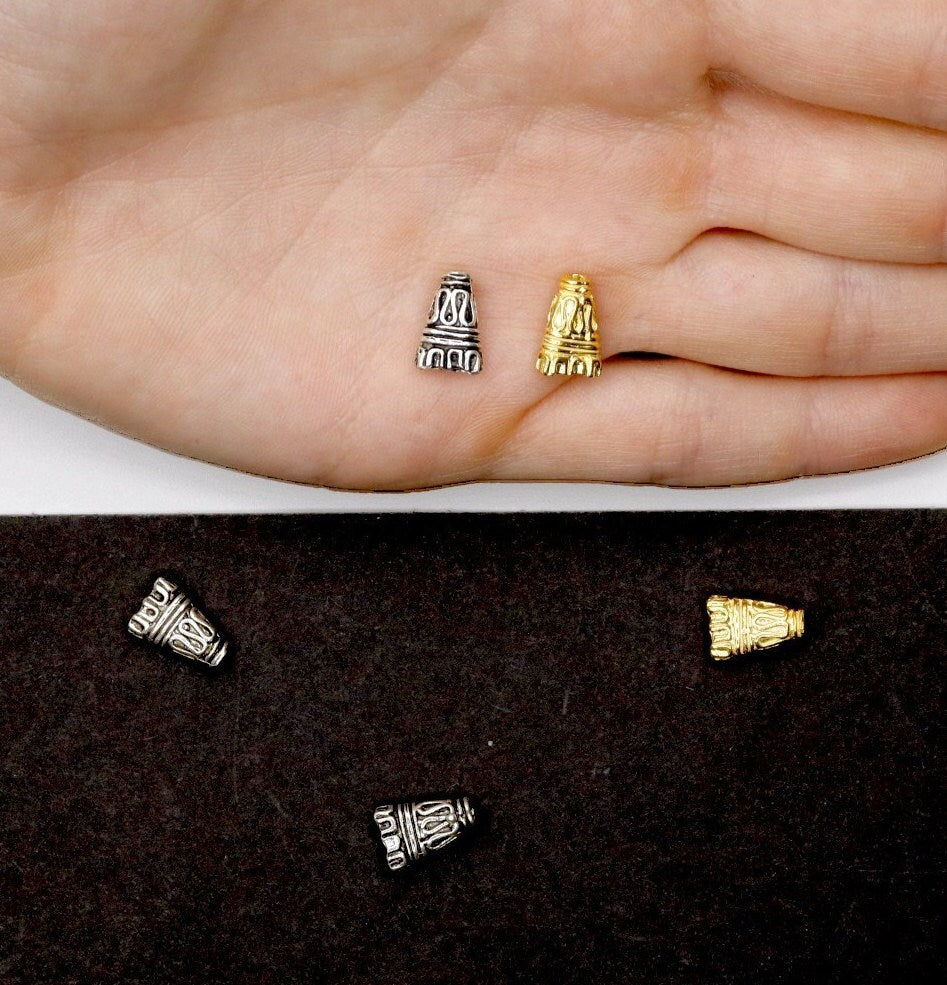 925 Sterling Silver & 24K Gold Vermeil Funnel Beads, Bead Caps, End beads, Jewelry Making, M/VM150