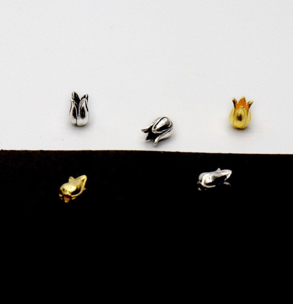 925 Sterling Silver & 24K Gold Vermeil Funnel Beads, Bead Caps, End beads, Jewelry Making, M/VM151