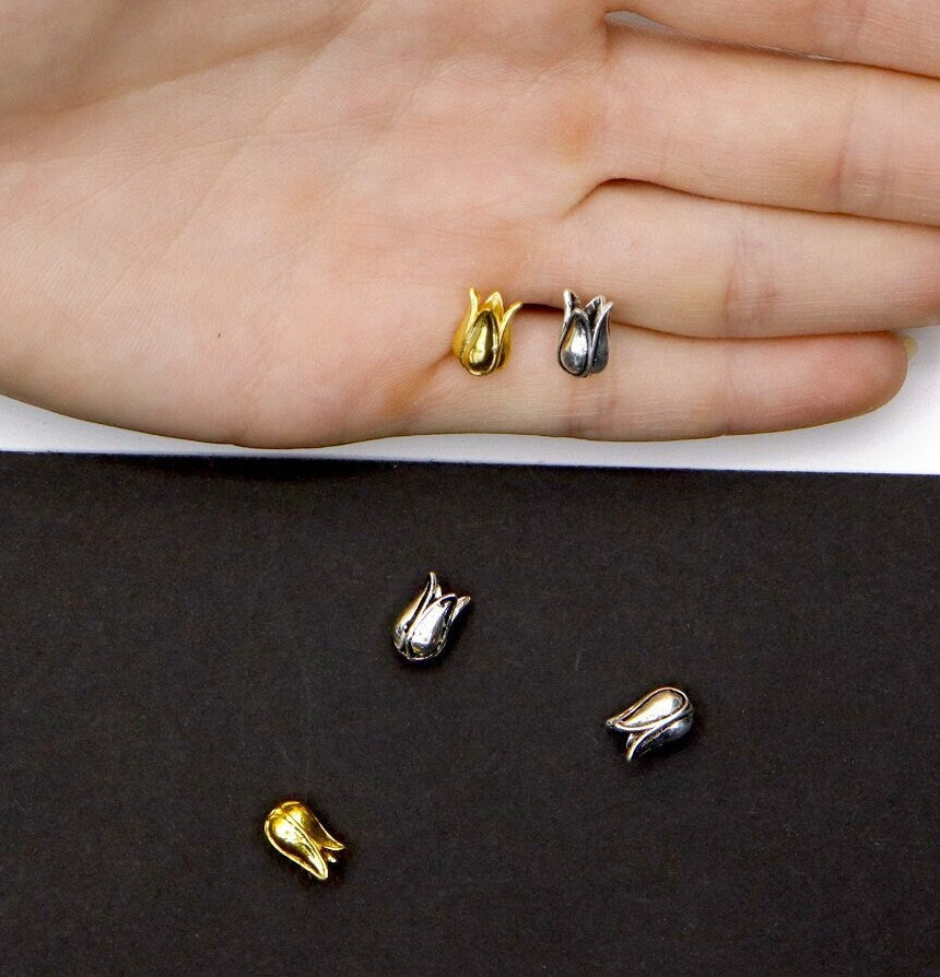 925 Sterling Silver & 24K Gold Vermeil Funnel Beads, Bead Caps, End beads, Jewelry Making, M/VM151