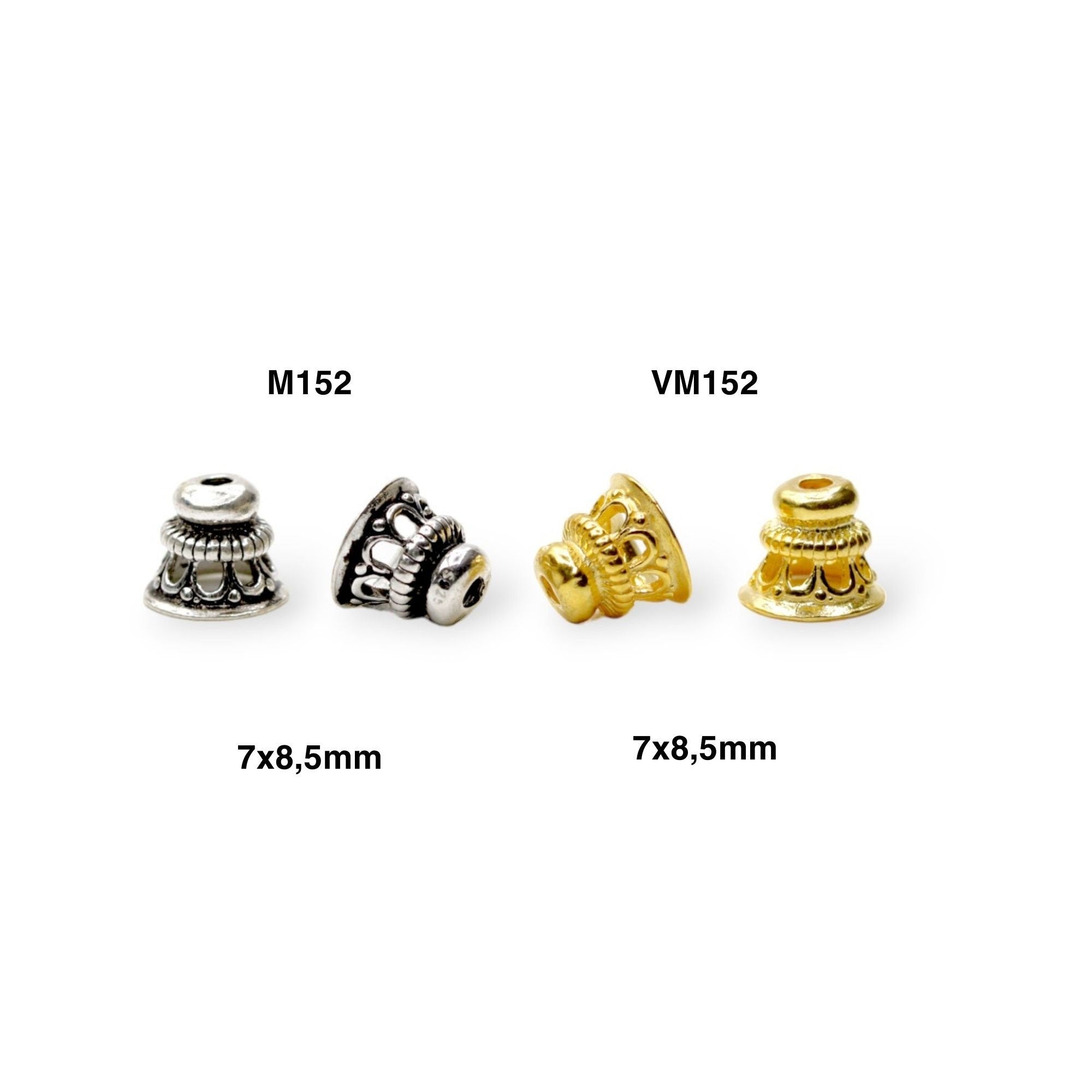 925 Sterling Silver & 24K Gold Vermeil Funnel Beads, Bead Caps, End beads, Jewelry Making, M/VM152