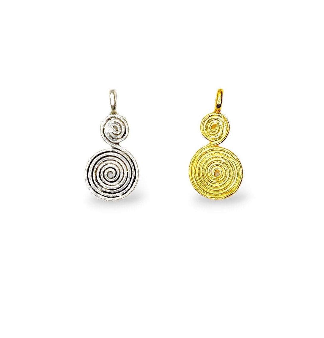 925 Sterling Silver and 24K Gold Vermeil Urartian inspired Pendants and Dangles, Jewelry Making, M/VM157