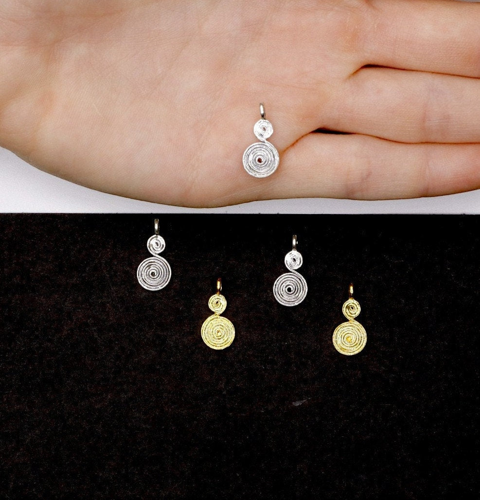 925 Sterling Silver and 24K Gold Vermeil Urartian inspired Pendants and Dangles, Jewelry Making, M/VM157