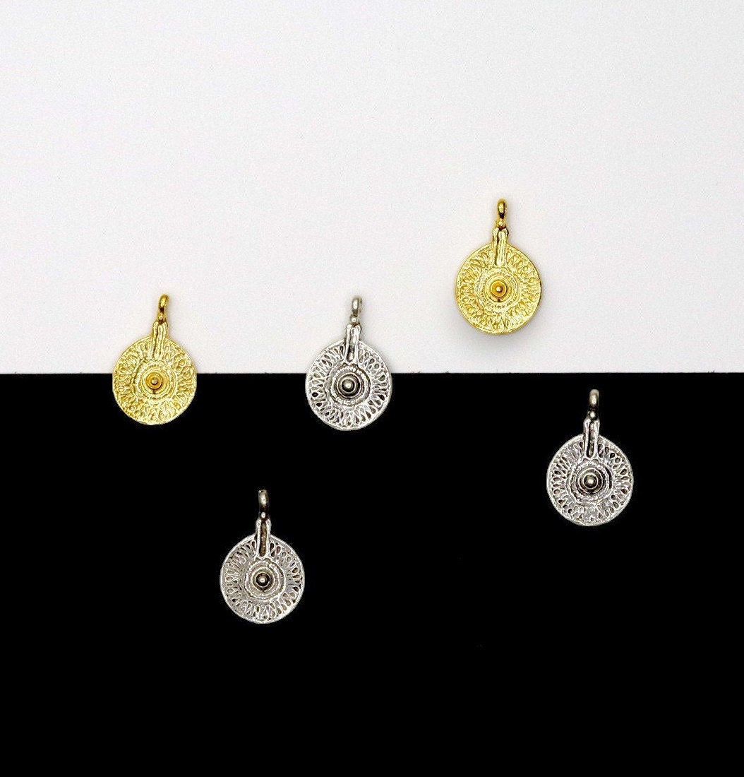 925 Sterling Silver and 24K Gold Vermeil Urartian inspired Pendants and Dangles, Jewelry Making, M/VM168