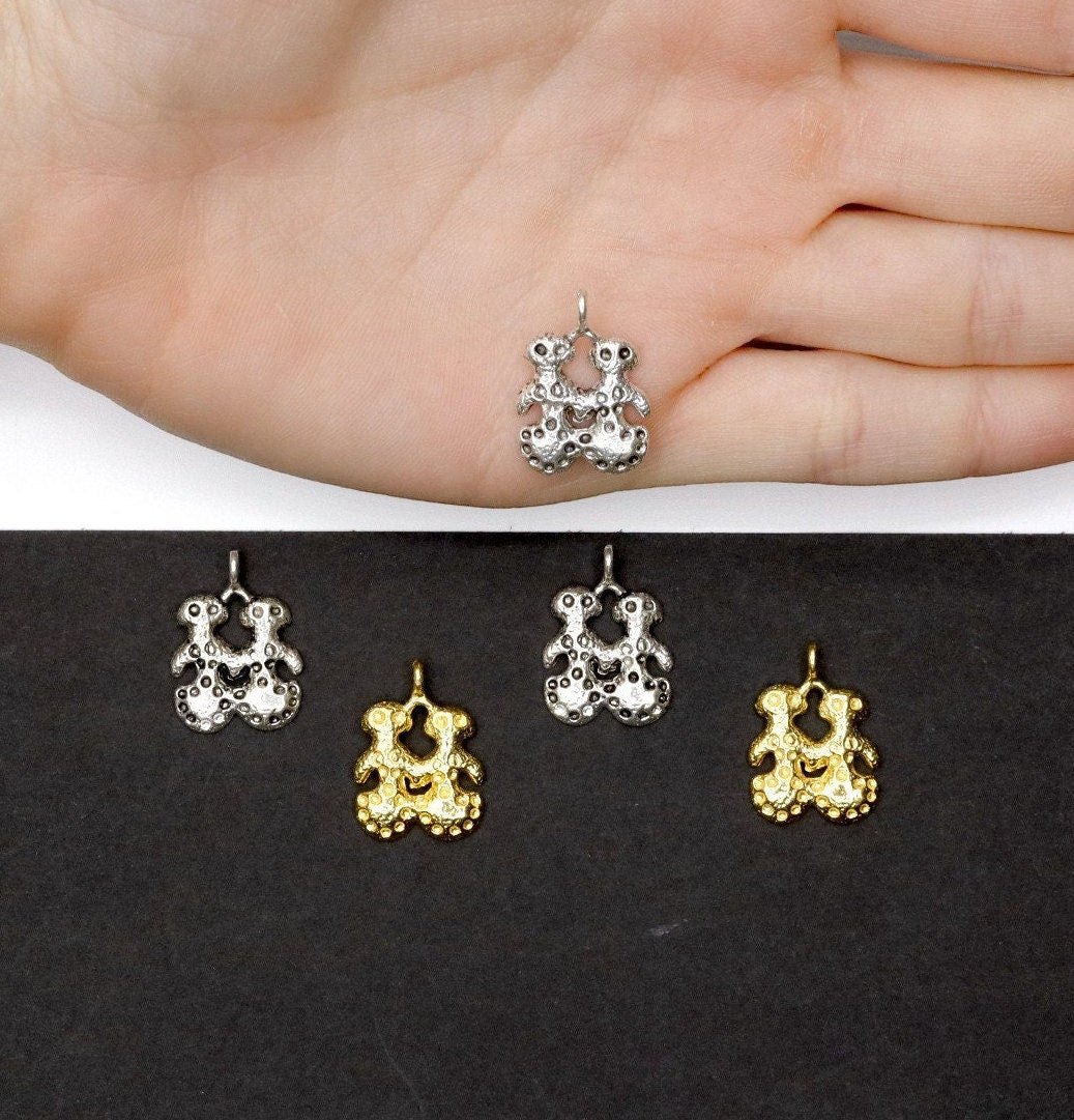 925 Sterling Silver and 24K Gold Vermeil Urartian inspired Pendants and Dangles, Jewelry Making, M/VM169