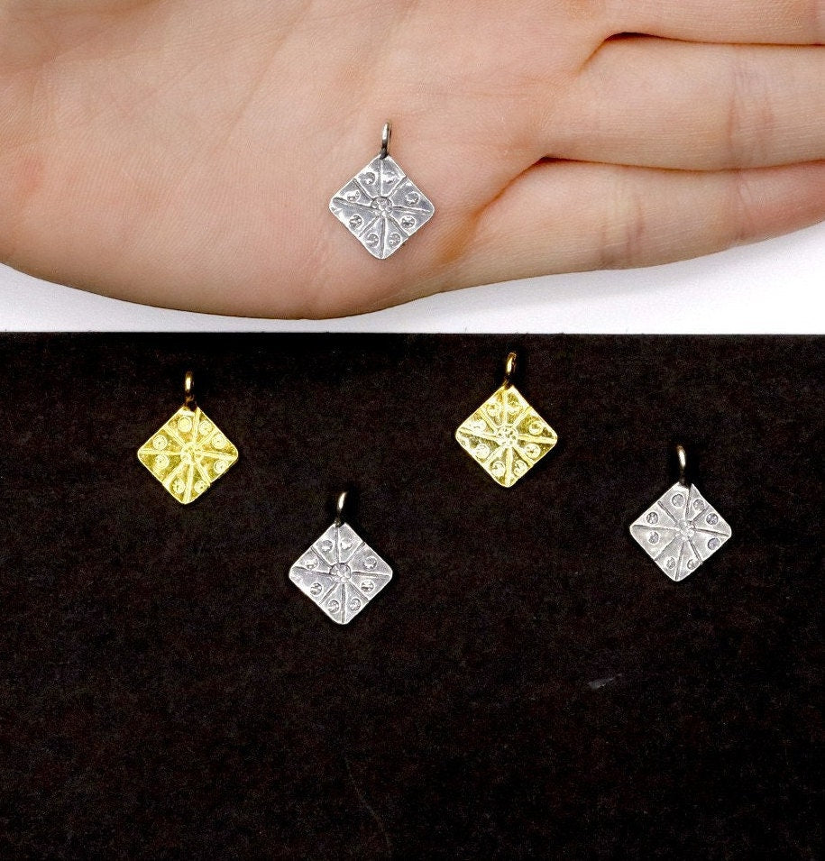 925 Sterling Silver and 24K Gold Vermeil Urartian inspired Pendants and Dangles, Jewelry Making, M/VM176