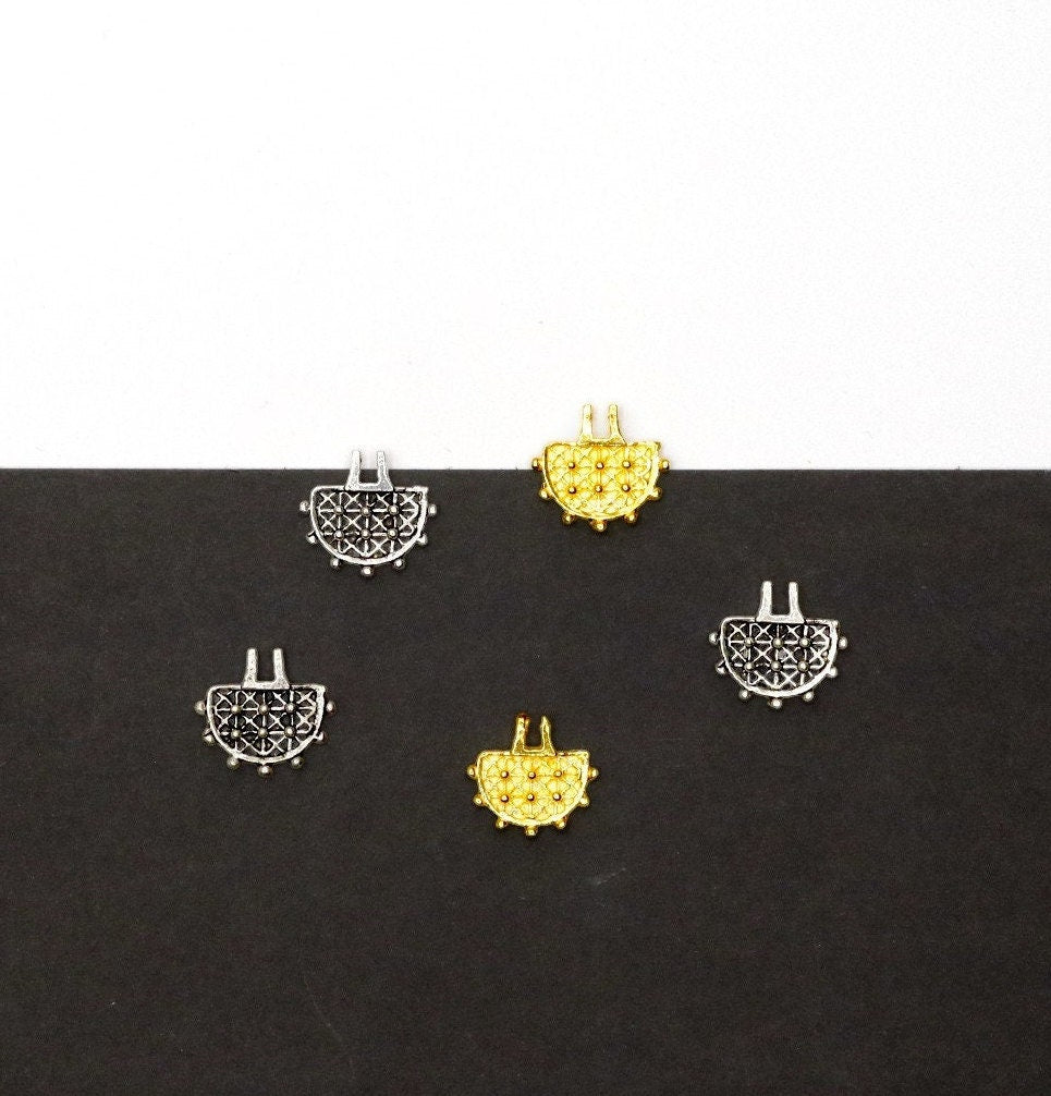 925 Sterling Silver and 24K Gold Vermeil Urartian inspired Pendants and Dangles,Jewelry Making, M/VM183