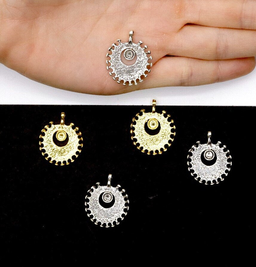 925 Sterling Silver and 24K Gold Vermeil Urartian inspired Pendants and Dangles, Jewelry Making, M/VM185