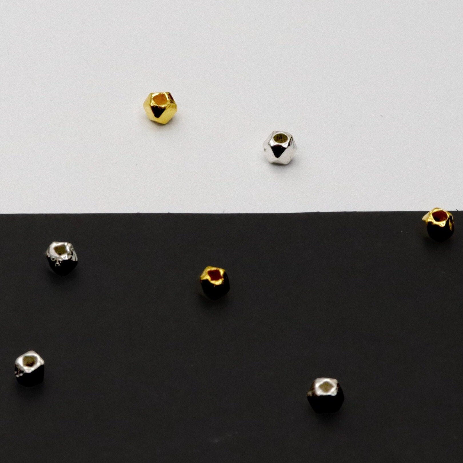 925 Sterling Silver and 24K Gold Vermeil Hammered Bead, Jewelry Making, M/VM191