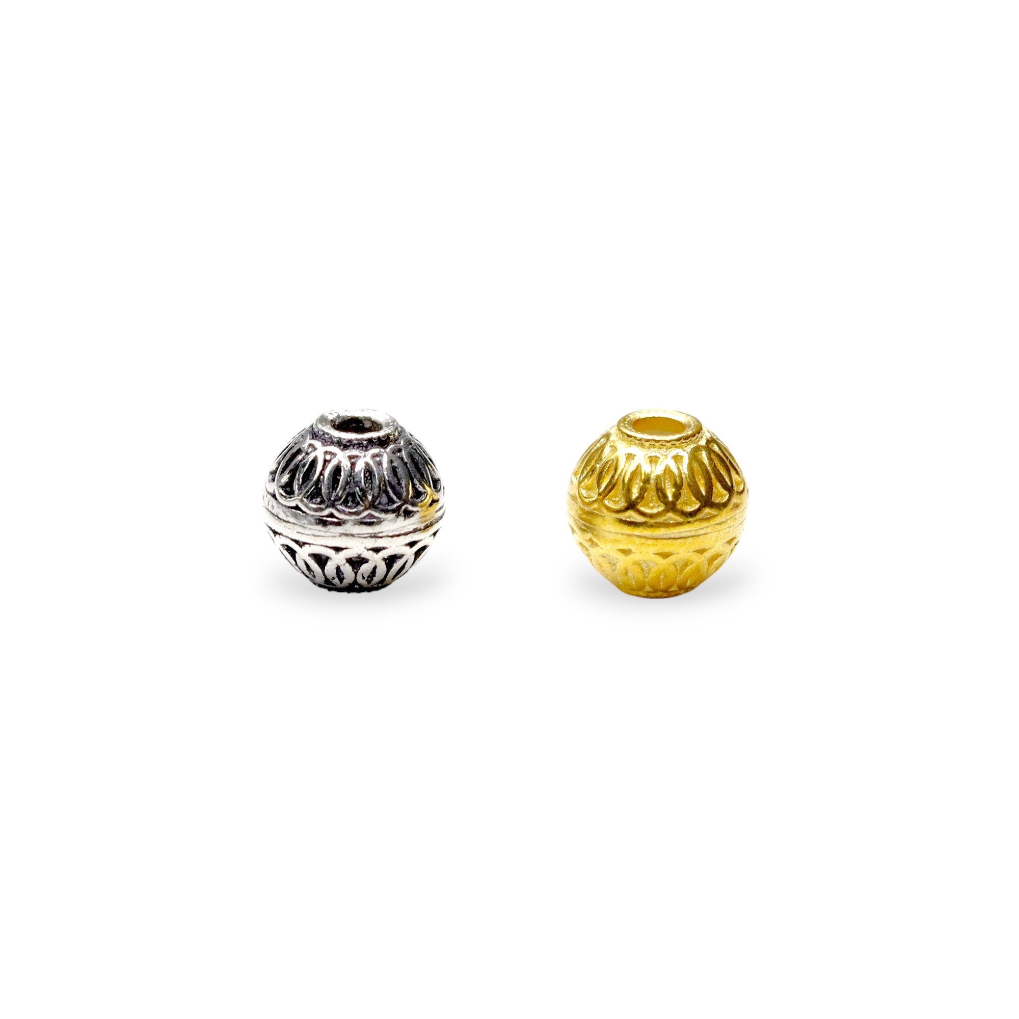925 Sterling Silver and 24K Gold Vermeil Round Filigree Bead, Jewelry Making, M/VM192