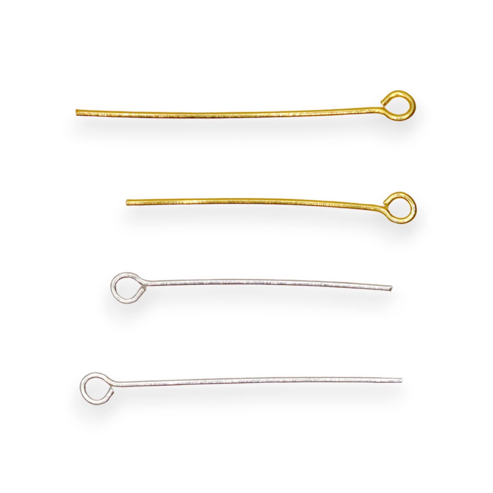 925 Sterling Silver & 24K Gold Vermeil STRONG with thickness 0,70 mm( 21 Gauge), Length 28mm Special Eye Pins for Chain Rosaries, M/VM193B