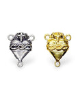 925 Sterling Silver & 24K Gold Vermeil double sided sacred heart and crown of thorns Rosary Center, Jewelry Supply, R26-RV26