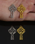 925 Sterling Silver & 24K Gold Vermeil Cross Pendant, Pendant Open Work Celtic Cross, Jewelry Supply, R34P-RV34P