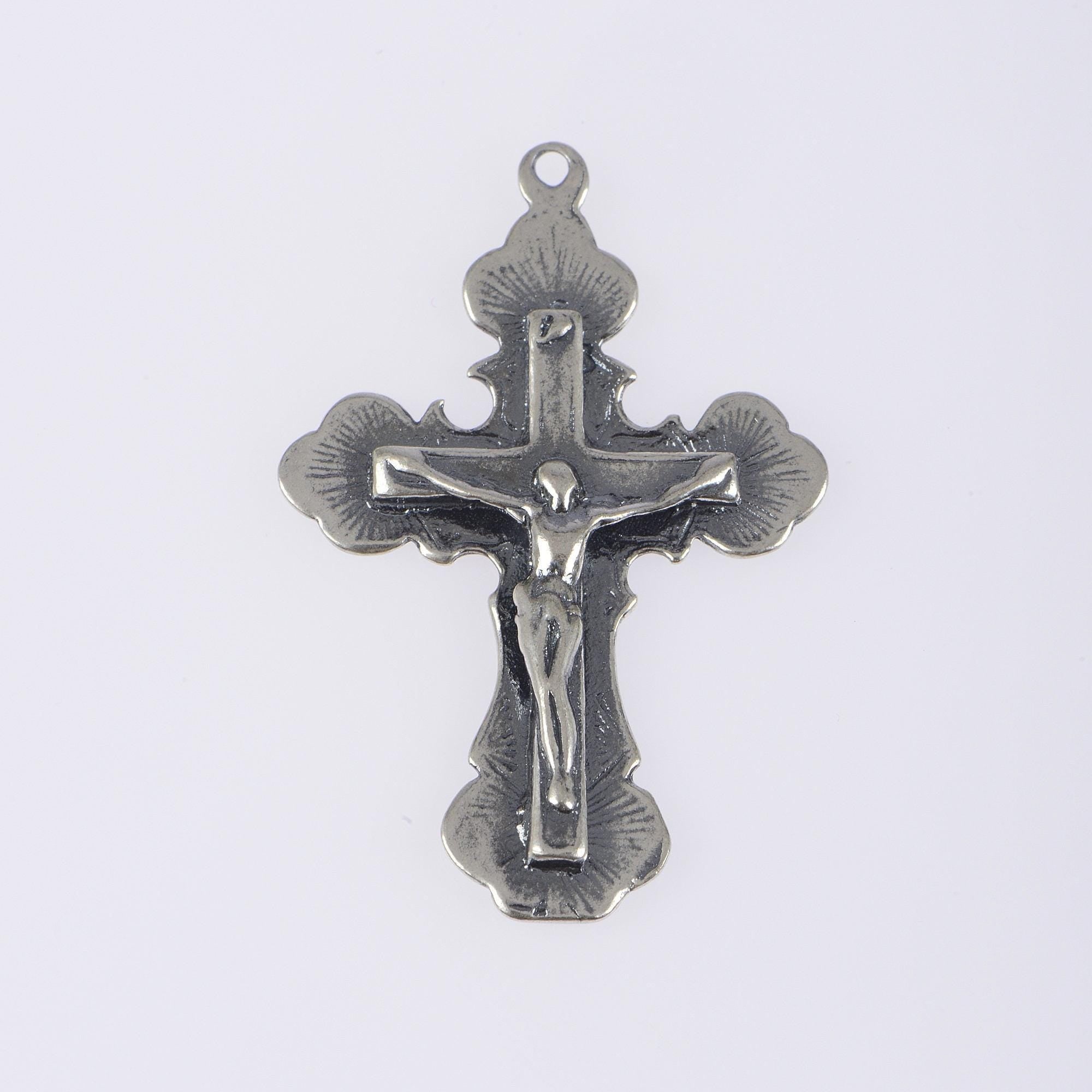 925 Sterling Silver & 24K Gold Vermeil Pendant Orthodox Cross, Jewelry Supply, R37P-RV37P