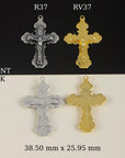 925 Sterling Silver & 24K Gold Vermeil Pendant Orthodox Cross, Jewelry Supply, R37P-RV37P