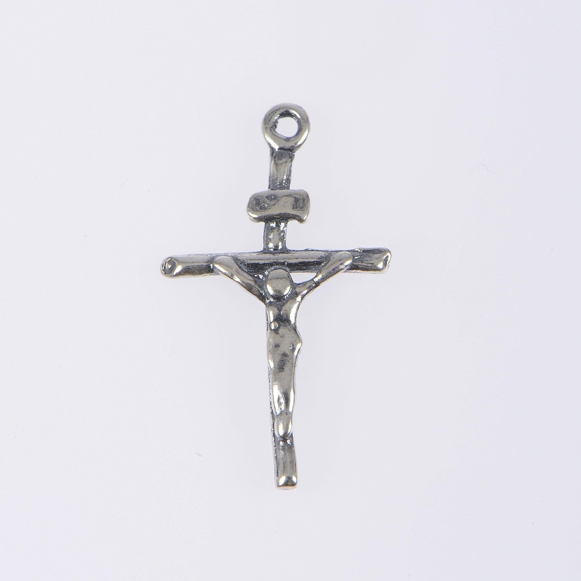 925 Sterling Silver & 24K Gold Vermeil Cross Pendant , Straight Small Crucifix, Jewelry Supply, R38-RV38