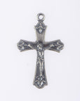 925 Sterling Silver & 24K Gold Vermeil Cross Pendant , Crucifix with Fleur de Lys, Jewelry Supply, R44-RV44