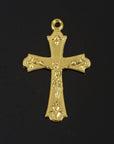 925 Sterling Silver & 24K Gold Vermeil Cross Pendant , Crucifix with Fleur de Lys, Jewelry Supply, R44-RV44