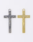 925 Sterling Silver & 24K Gold Vermeil Pendant Straight and Plain Crucifix, Jewelry Supply, R50P-RV50P