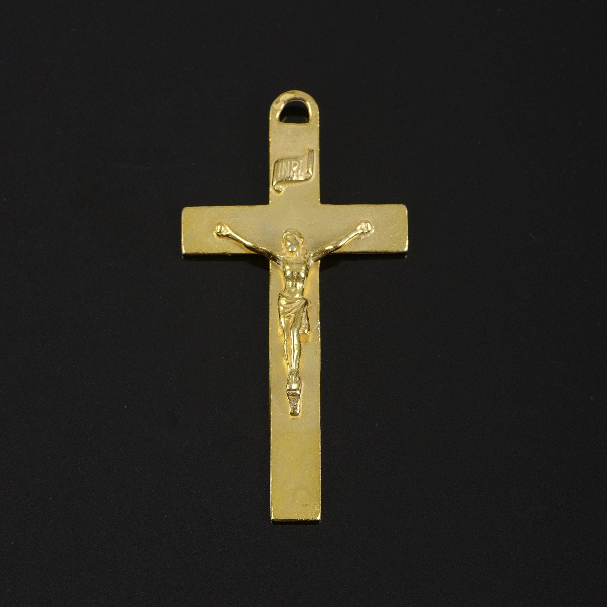 925 Sterling Silver & 24K Gold Vermeil Pendant Straight and Plain Crucifix, Jewelry Supply, R50P-RV50P