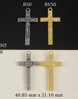 925 Sterling Silver & 24K Gold Vermeil Pendant Straight and Plain Crucifix, Jewelry Supply, R50P-RV50P