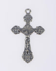 925 Sterling Silver & 24K Gold Vermeil Pendant Art Nouveau Crucifix, Jewelry Supply, R51P-RV51P