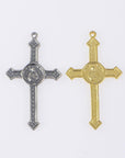 925 Sterling Silver & 24K Gold Vermeil Pointed Cross with Virgin Mary Medal, Jewelry Supply, R53-RV53
