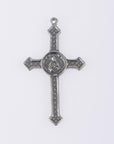 925 Sterling Silver & 24K Gold Vermeil Pointed Cross with Virgin Mary Medal, Jewelry Supply, R53-RV53