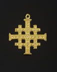 925 Sterling Silver & 24K Gold Vermeil Jerusalem Cross, Jewelry Supply, R55-RV55