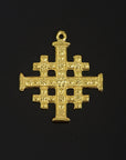 925 Sterling Silver & 24K Gold Vermeil Pendant Jerusalem Cross, Jewelry Supply, R55P-RV55P