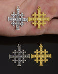 925 Sterling Silver & 24K Gold Vermeil Pendant Jerusalem Cross, Jewelry Supply, R55P-RV55P
